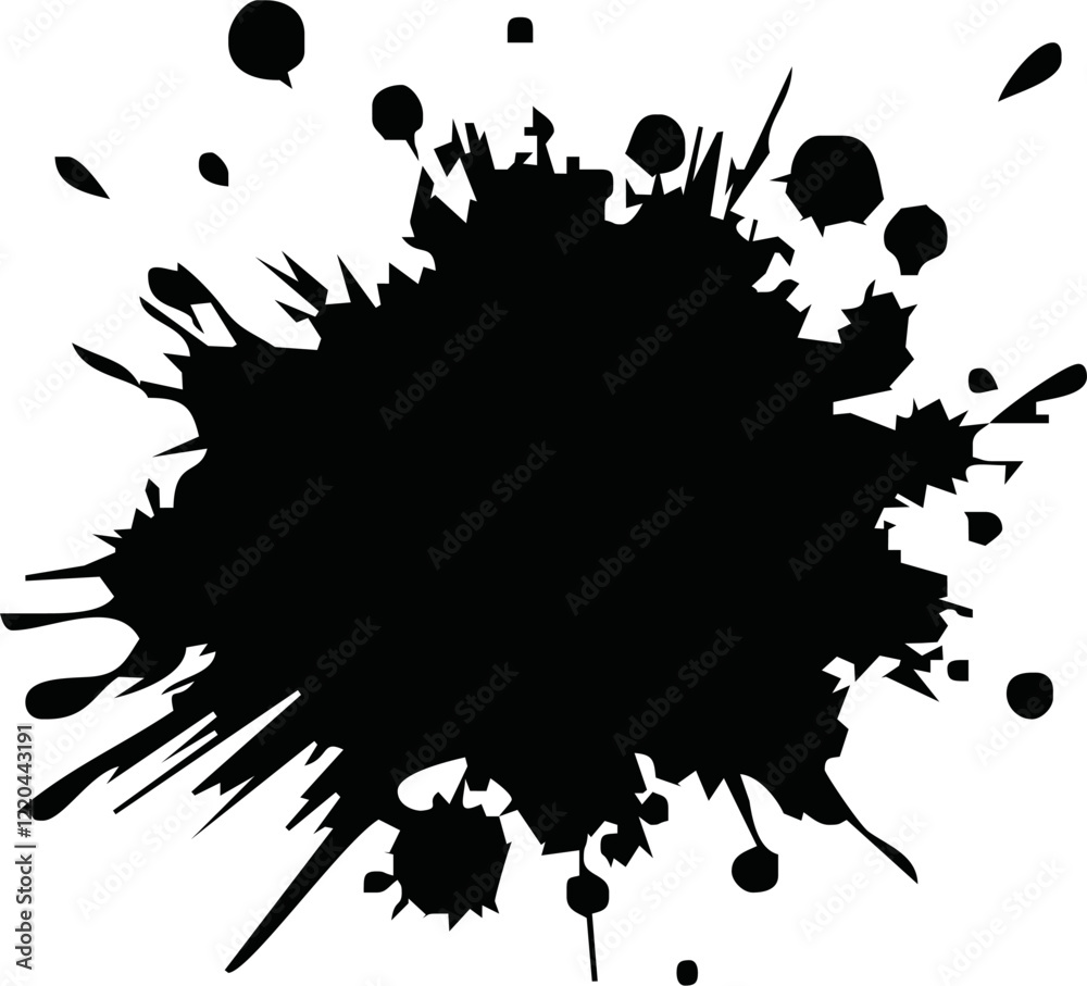 Ink drops and splashes. Blotter spots, liquid paint drip drop splash and ink splatter.Blobs and spatters. Artistic dirty grunge abstract spot vector. Isolated vector illustration