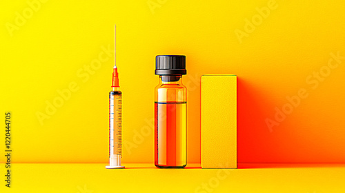 syringe on yellow background
