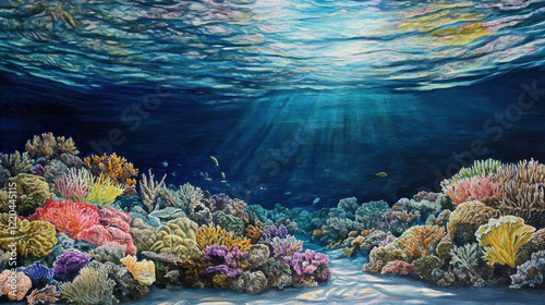 Vibrant Coral Reef Underwater Scene photo