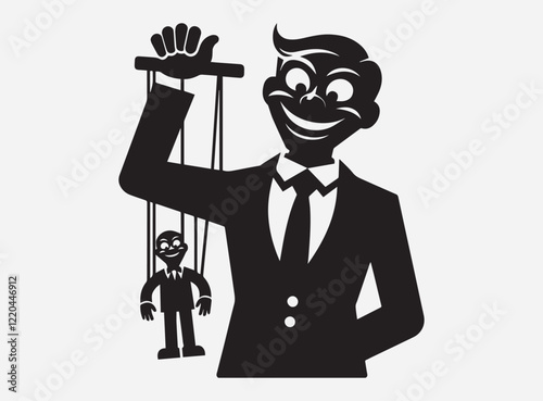 Prank Puppet Silhouette in the Dark with a Mysterious and Playful Shadowy Background