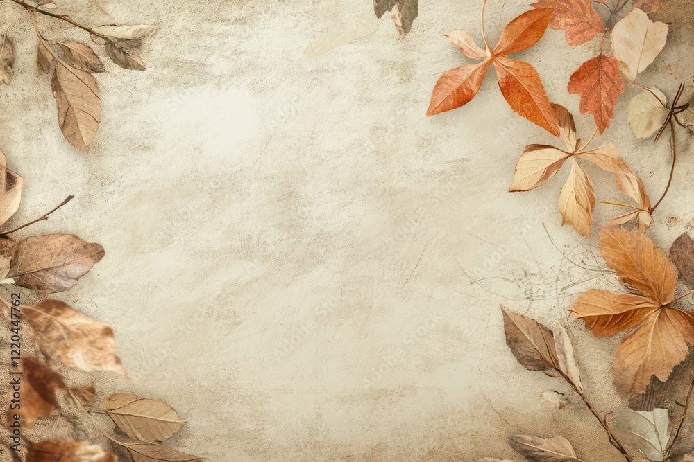 Fototapeta premium A vintage background with autumn leaves and copy space for text or design
