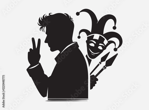 Prankster's Shadow Silhouette Against a Dark and Mysterious Background