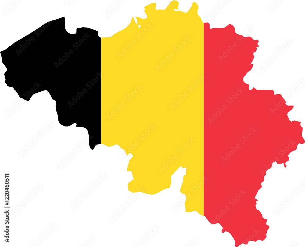 Fototapeta premium Belgium fills with flag transparent map