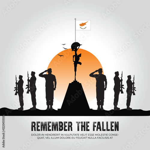 Cyprus flag in remember the fallen flag for morning sun and army design