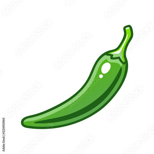 Green chili illustration on transparency background