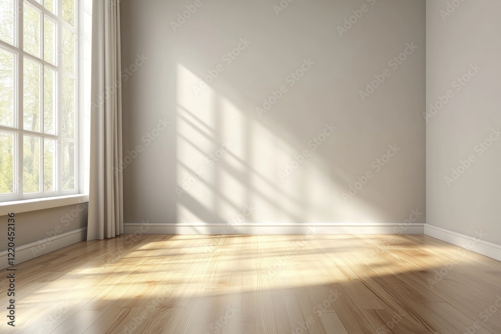 Obraz premium Empty room with sunlight through window.