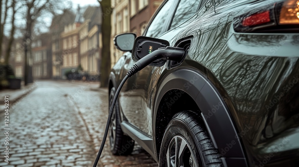 Fototapeta premium Photos of electric cars while charging