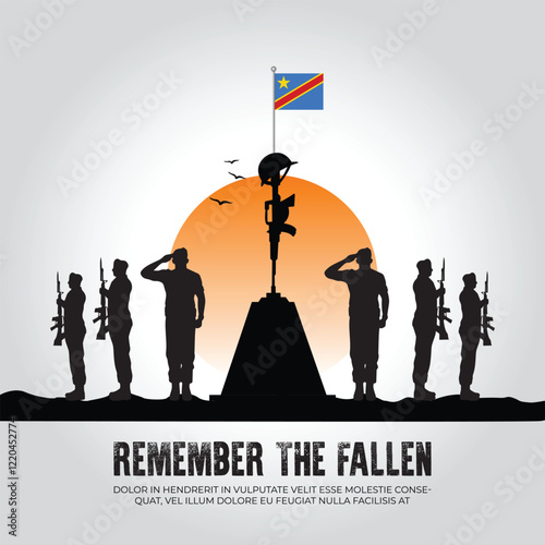 the Congo flag in remember the fallen flag for morning sun and army design