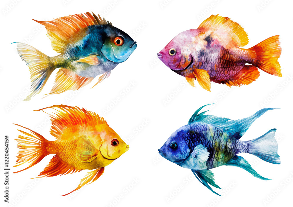 Fototapeta premium PNG Colorful fish art with vibrant aquatic themes