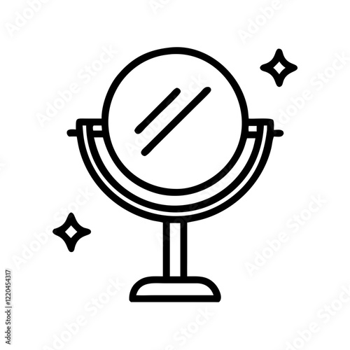 Black tabletop mirror icon with sparkle details
