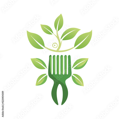 Afro pick comb with green leaf design illustration