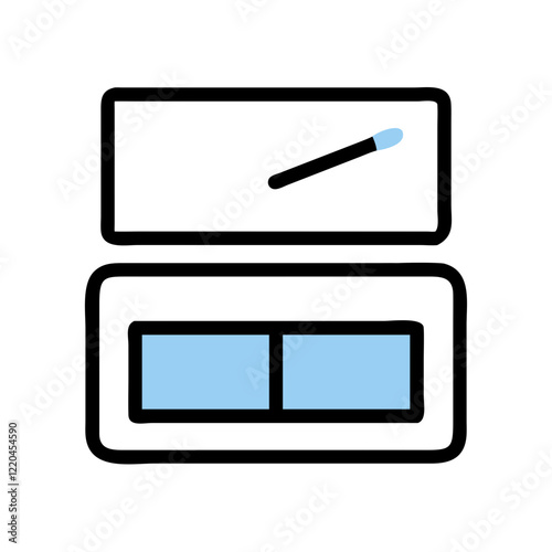 Minimalist eyeshadow palette with blue tones and applicator