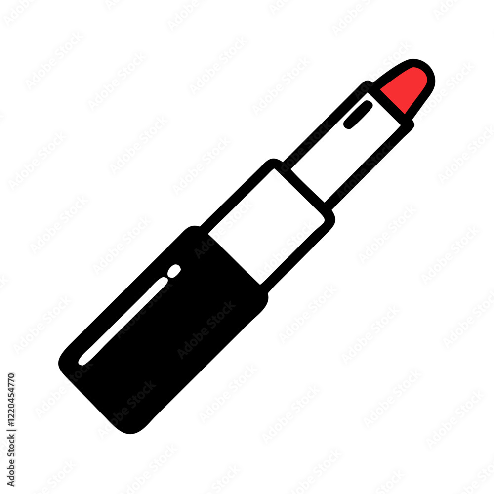 Open lipstick illustration in black and red design Open lipstick illustration in black and red design