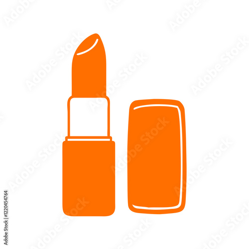 Bright orange lipstick icon with minimal design