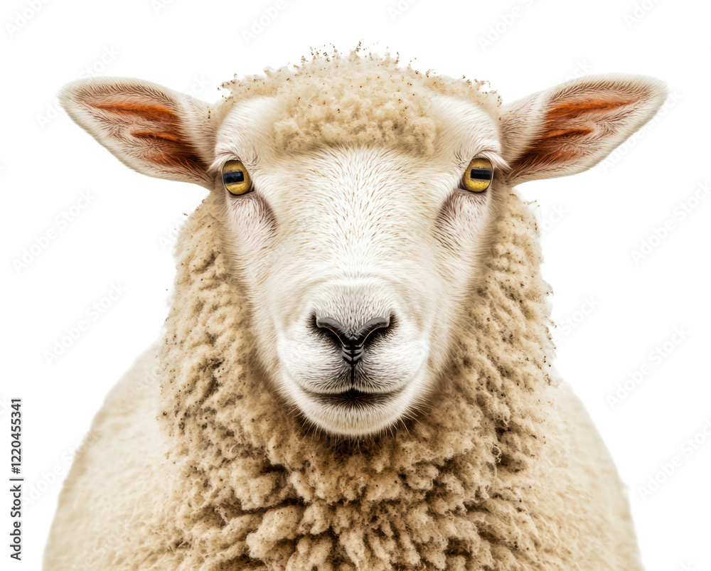 PNG Thick-wool sheep gazing at viewer PNG Thick-wool sheep gazing at viewer