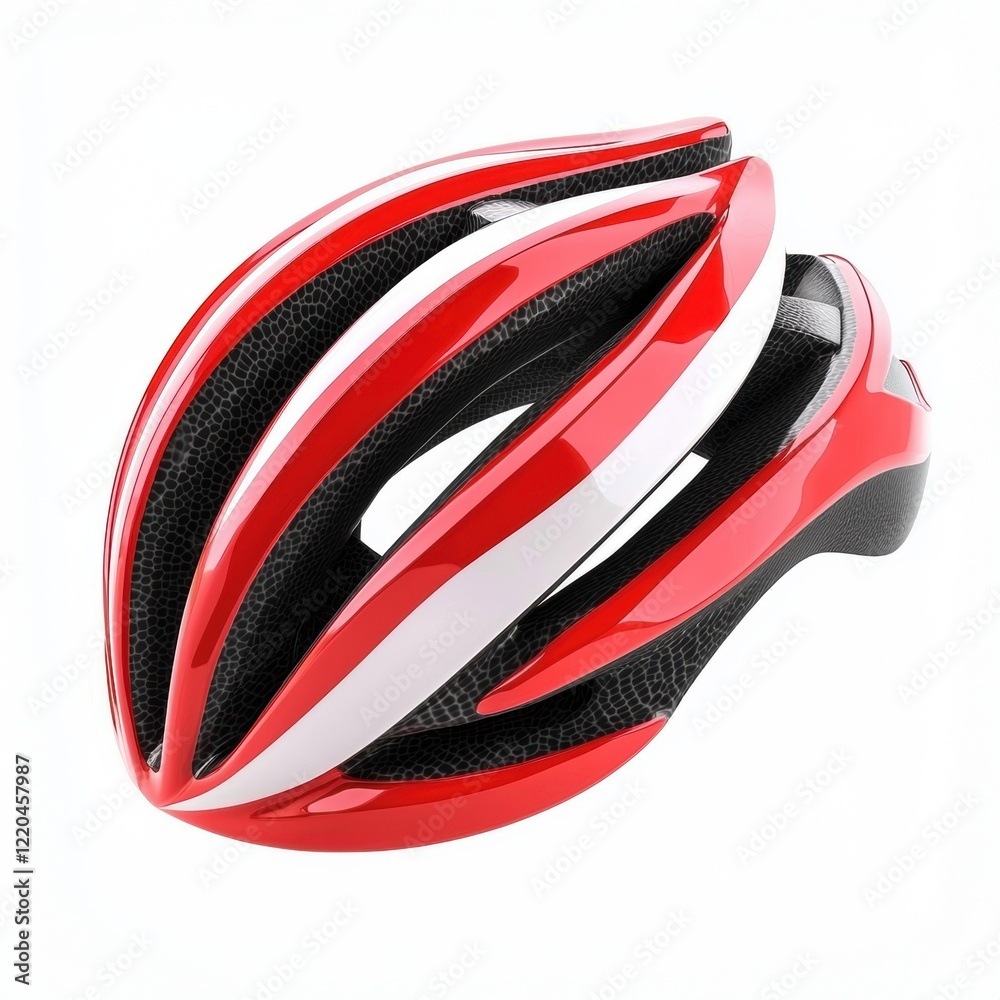 3D icon cartoon cycling helmet with aerodynamic shape isolated on a white background 3D icon cartoon cycling helmet with aerodynamic shape isolated on a white background