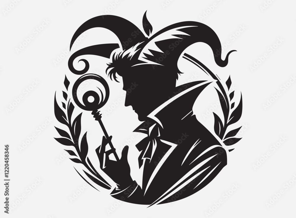 The Trickster Silhouette in the Dark with a Mysterious and Playful Shadow Background The Trickster Silhouette in the Dark with a Mysterious and Playful Shadow Background