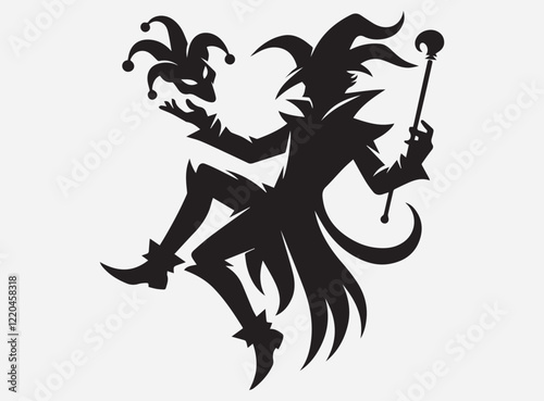 The Trickster Silhouette in the Dark with a Mysterious and Playful Shadow Background