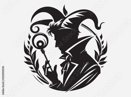 The Trickster Silhouette in the Dark with a Mysterious and Playful Shadow Background