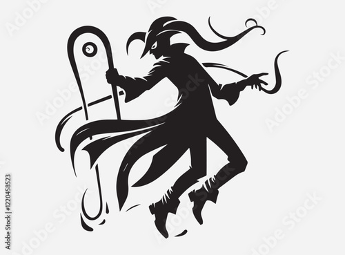 The Trickster Silhouette in the Dark with a Mysterious and Playful Shadow Background