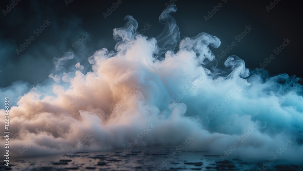 Ethereal Fog Effect with Soft Blue and Orange Glow on a Dark Rocky Background Ethereal Fog Effect with Soft Blue and Orange Glow on a Dark Rocky Background