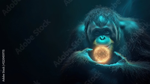 A symbolic glowing Orangutan indicating in World Wildlife Day concept photo