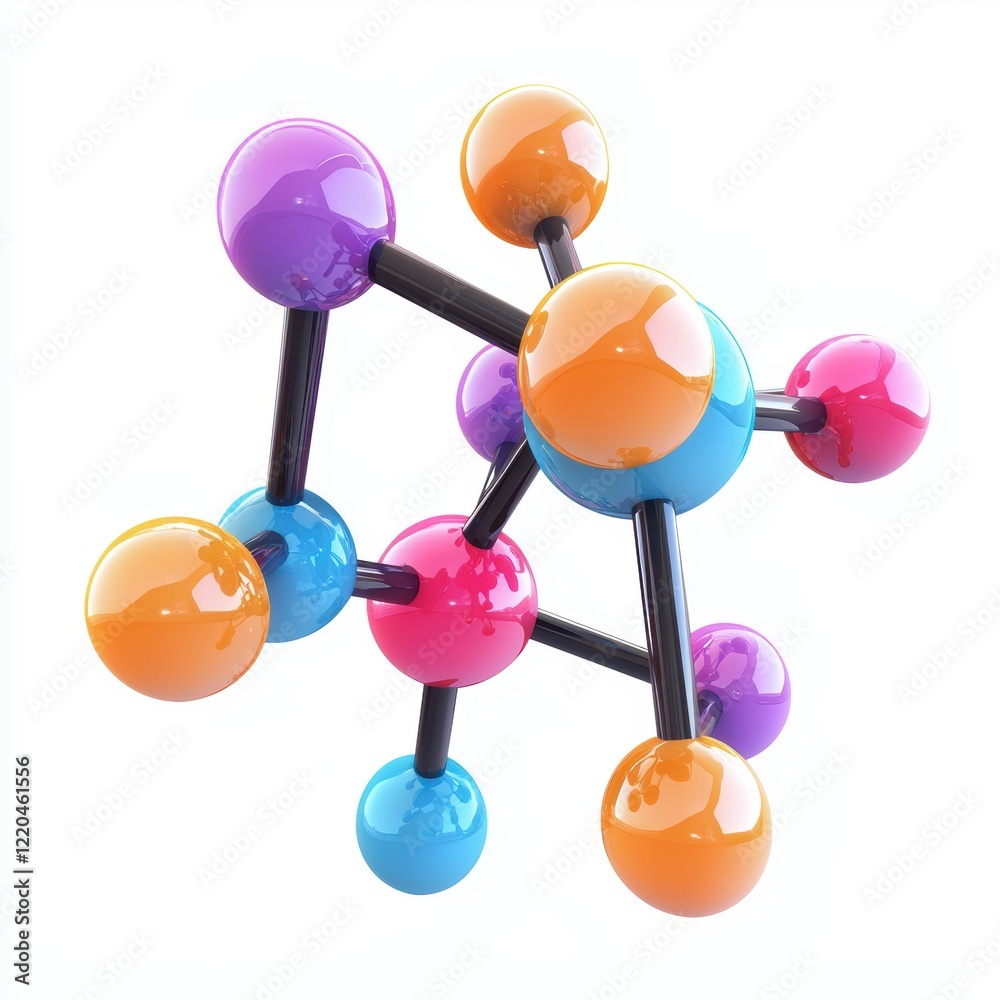 3D icon cartoon molecule structure with vibrant nodes, isolated on a white background --quality 2 3D icon cartoon molecule structure with vibrant nodes, isolated on a white background --quality 2