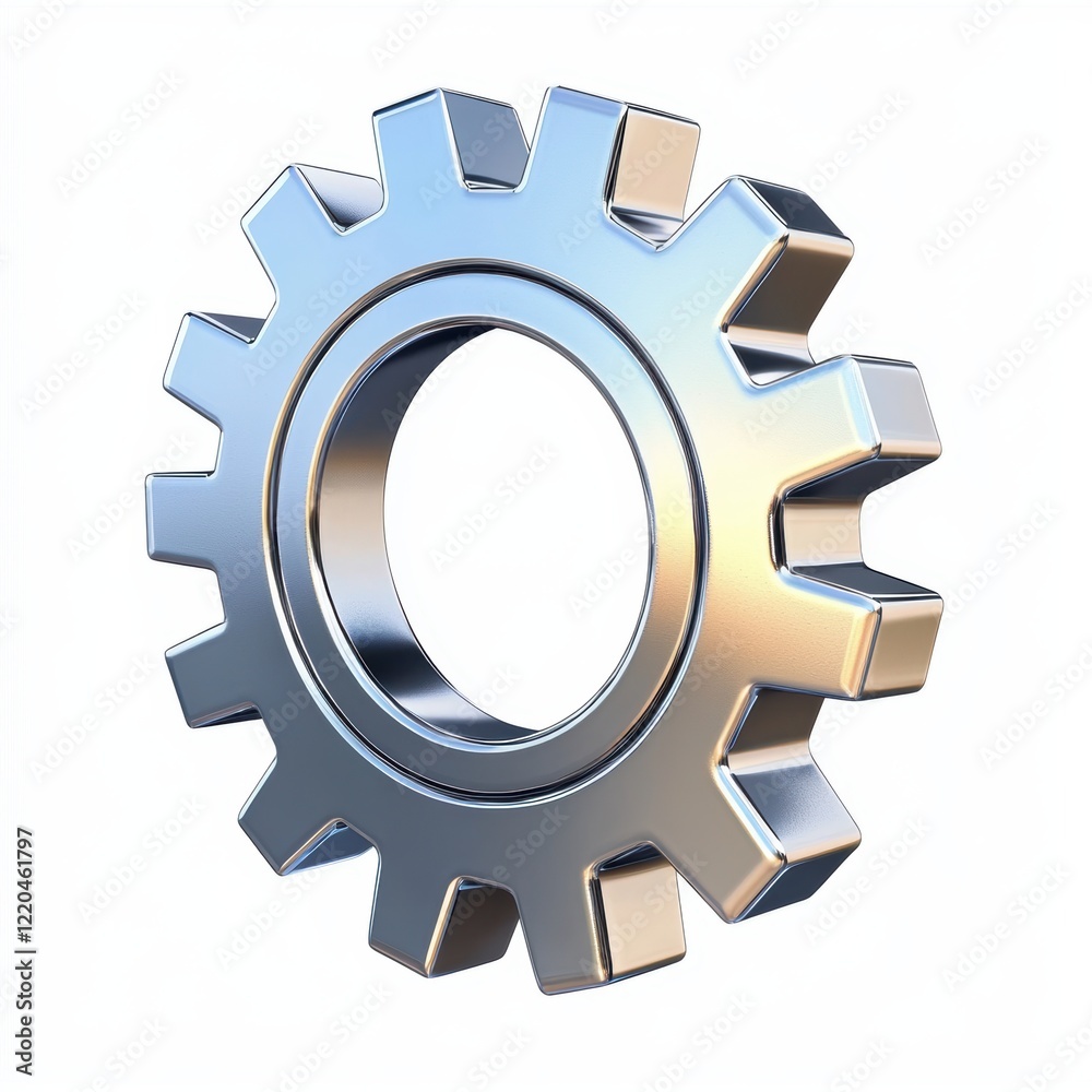 3D icon cartoon settings gear with a metallic shine isolated on a white background --quality 2 3D icon cartoon settings gear with a metallic shine isolated on a white background --quality 2