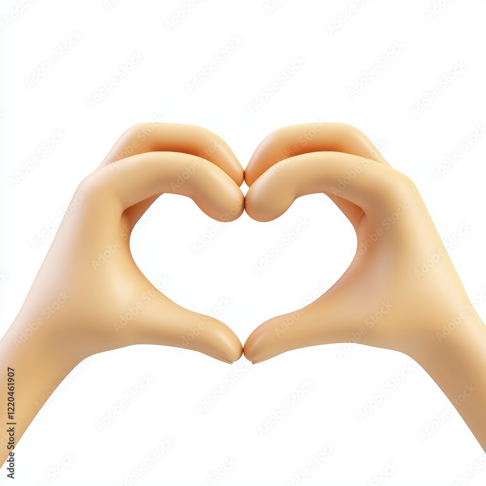Obraz premium 3D icon cartoon sign language hands forming a heart, isolated on a white background --quality 2