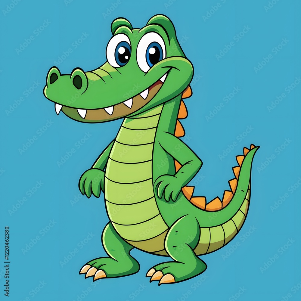 Naklejka premium cartoon, animal, dragon, crocodile, illustration, vector, dinosaur, reptile, fun, character, alligator, green, funny, cute, art, monster, snake, dino, drawing, lizard, comic, wild, smile, turtle, desi