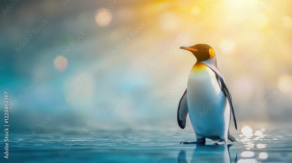 Fototapeta premium A symbolic glowing Penguin indicating in World Wildlife Day concept