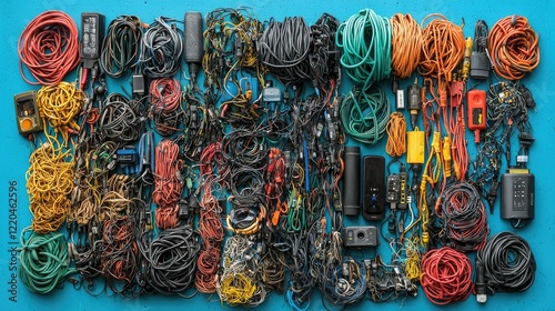 A Colorful Collection Of Tangled Wires And Cables