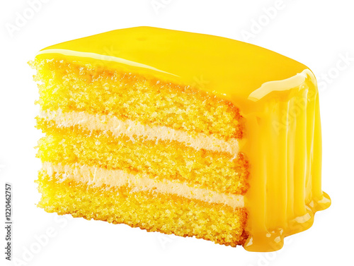 Delicious slice of lemon chiffon cake transparent background light and fluffy delight