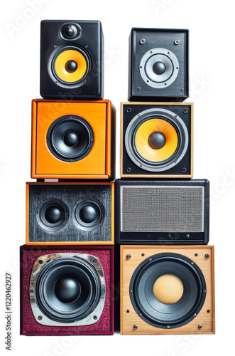 PNG Colorful, unique stacked speakers
