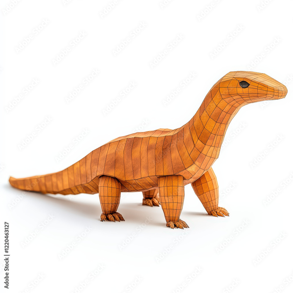 Low-poly model of a lizard, orange hue, wireframe visible.