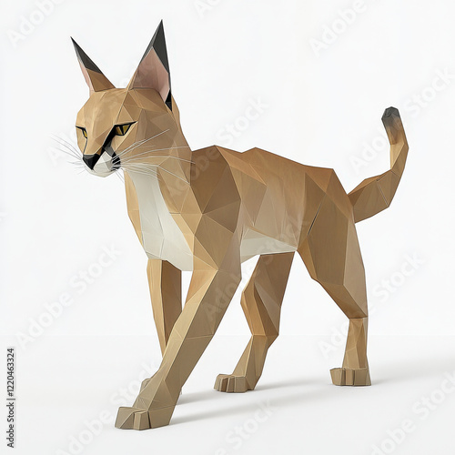 Low-poly Caracal in motion. photo