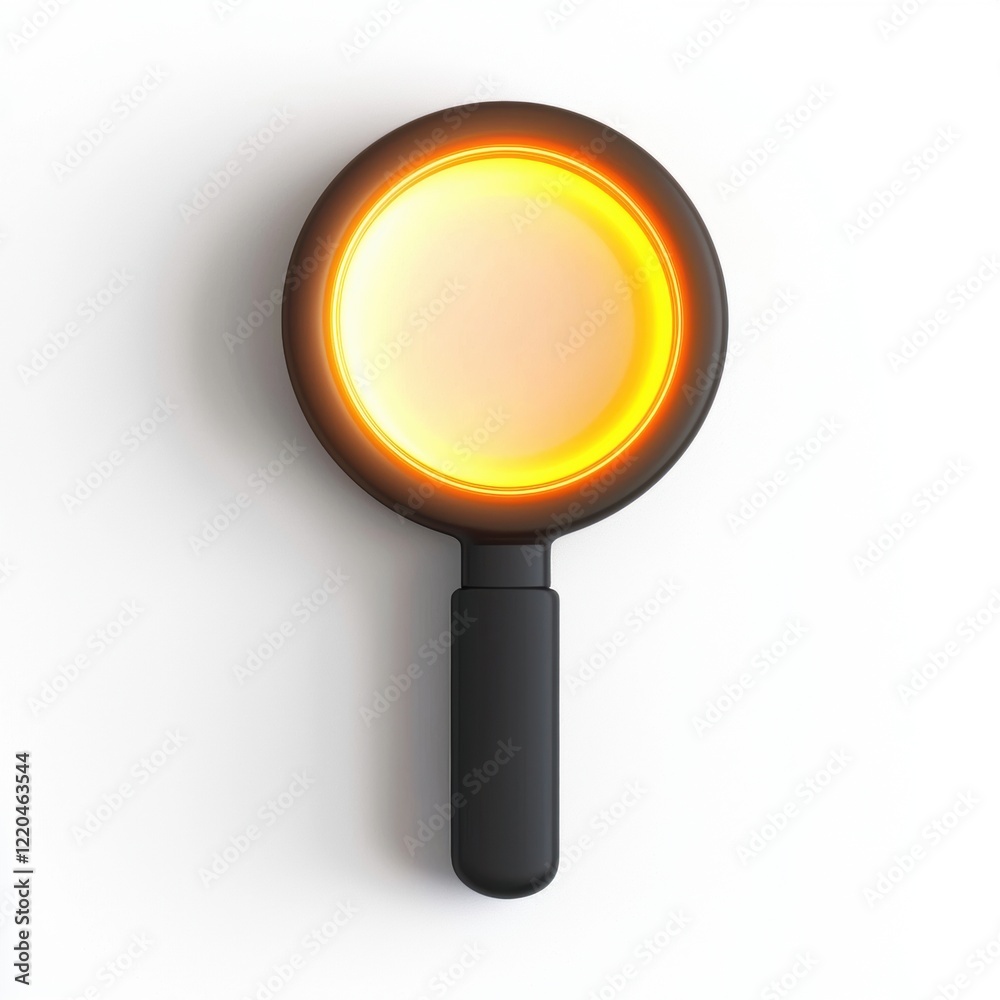 3D icon cartoon search magnifying glass with a glowing effect isolated on a white background --quality 2 3D icon cartoon search magnifying glass with a glowing effect isolated on a white background --quality 2