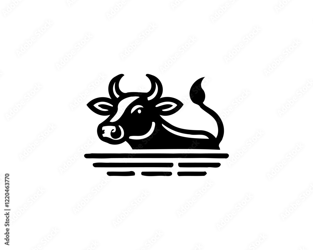Obraz premium Cow logo vector. Animal farm. Cow icon. Dairy product symbol vector illustration.