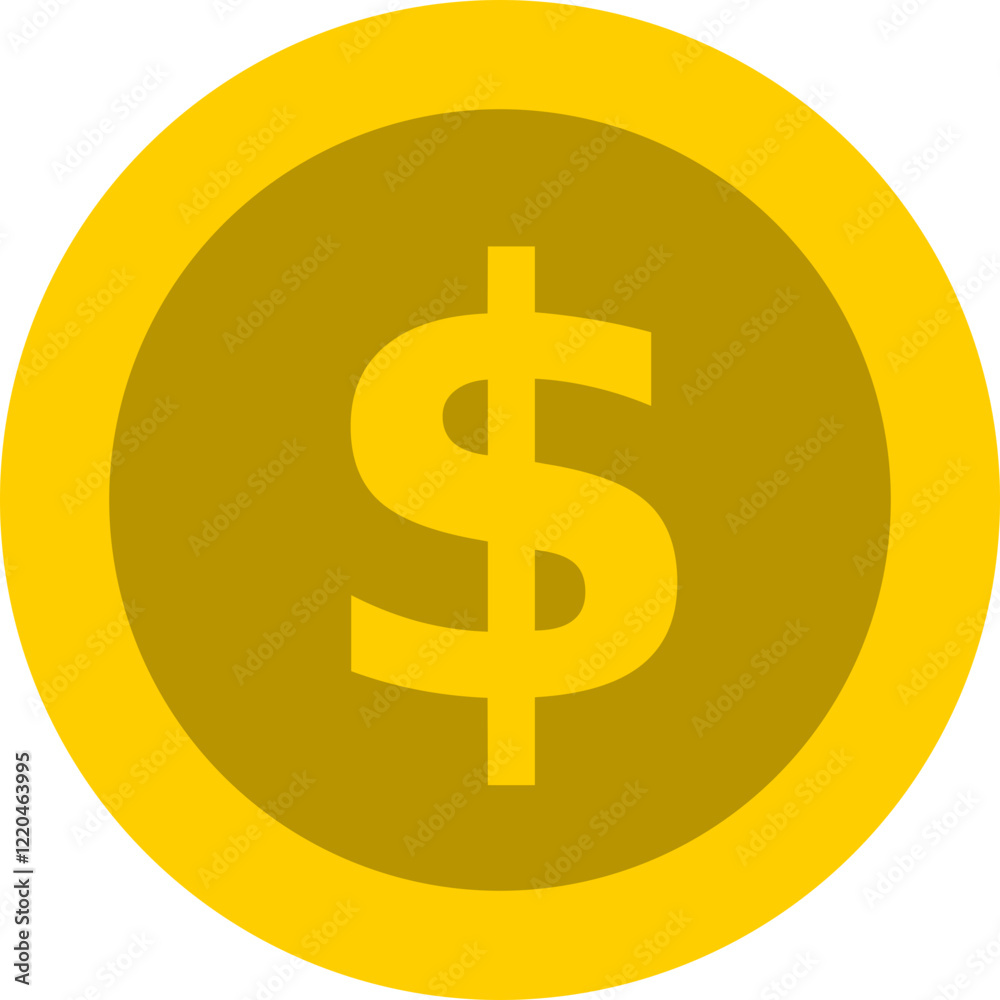 Golden Coin with Dollar Symbol Vector Illustration Golden Coin with Dollar Symbol Vector Illustration