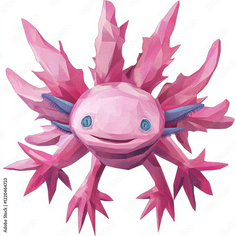 Fototapeta premium Pink Axolotl in Low Poly Style.