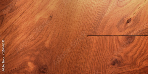 "A Polished Close-Up of Brown Wood with High Gloss Lacquer, Featuring a Smooth, Reflective Finish and Visible Natural Grain, Perfectly Combining Warmth and Retro Sophistication"
