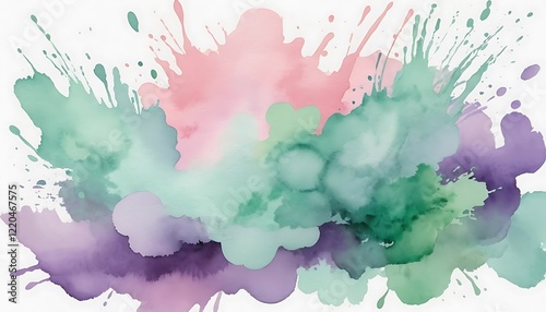 Abstract Watercolor Paint Splashes in Pastel Colors