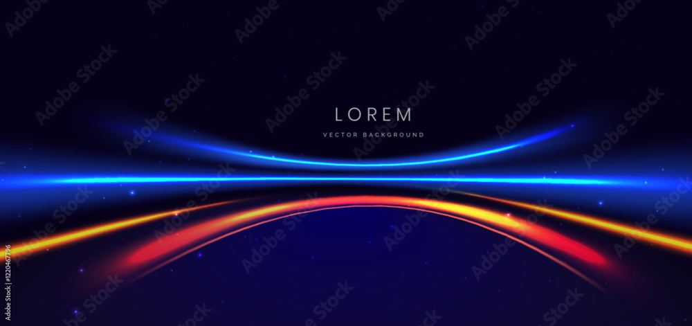 Obraz premium Abstract futuristic glowing neon blue lines. Hi speed motion moving concept on dark blue background.