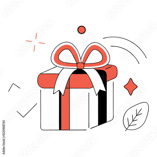 a single gift box doodle with a ribbon illustration