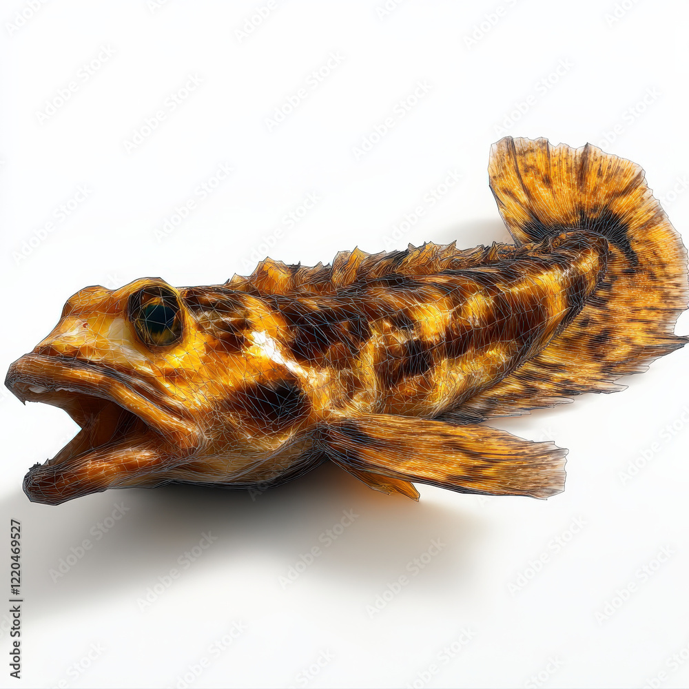 Fototapeta premium Wireframe Render of a Brown Goby Fish.
