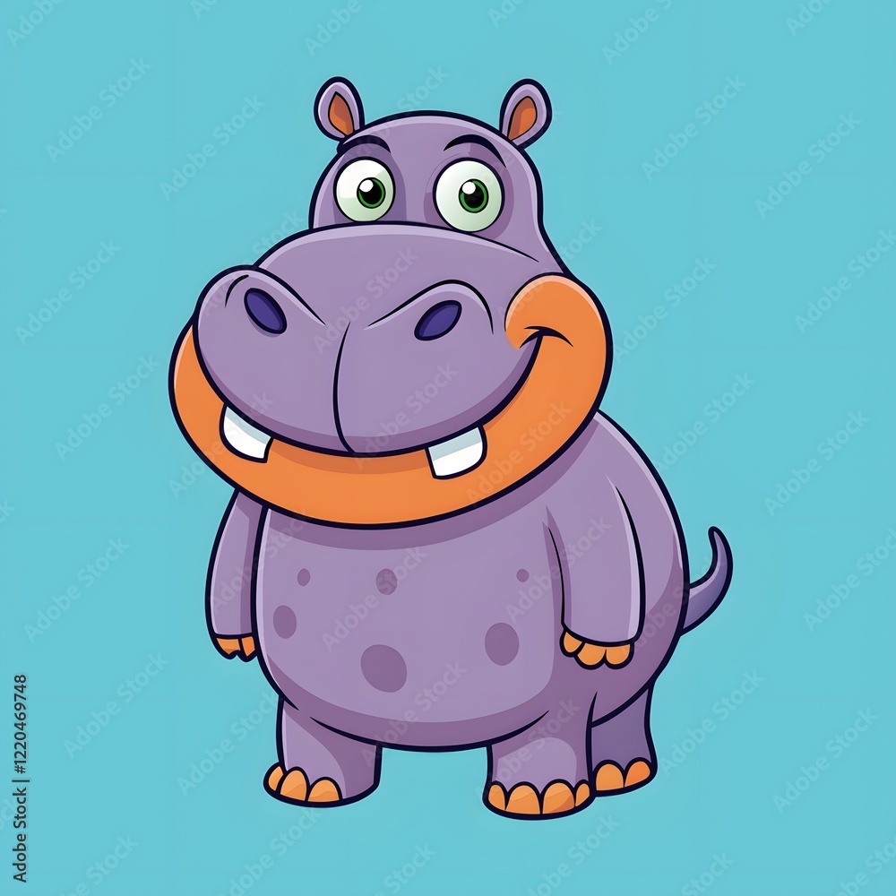 Fototapeta premium cartoon, animal, pig, illustration, hippo, pink, vector, cute, funny, smile, character, mammal, hippopotamus, baby, farm, drawing, fun, happy, piglet, comic, piggy, art, fat, wild, safari