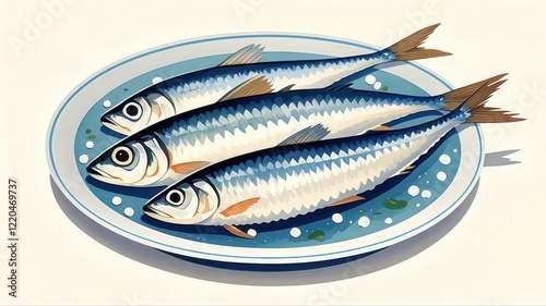 Artistic arrangement of three fresh fish