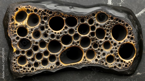 Obraz na płótnie Extreme macro revealing toxic black mold stachybotrys chartarum, showing detailed fungal structure with sharp texture against dark shadowy surface w salonie