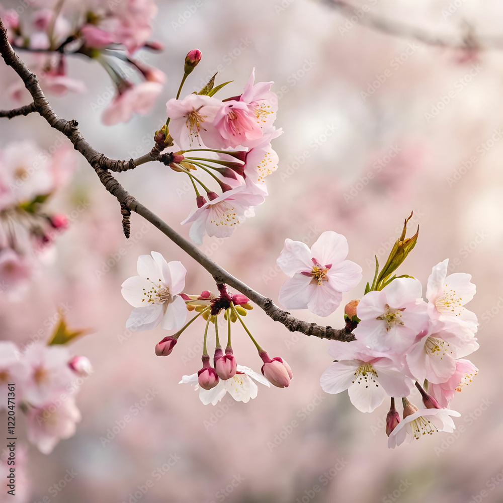 Obraz premium water color cherry blossom sakura branch of tree