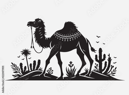 High Quality Arabian Camel Silhouette Vector for Design Projects